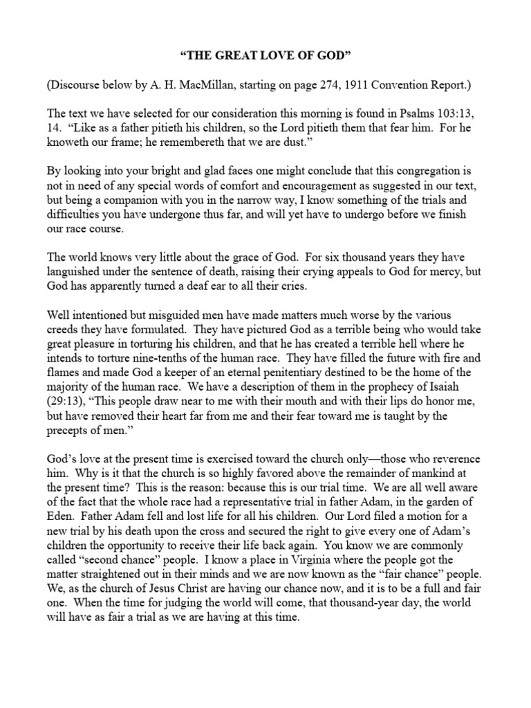The Great Love of God - MacMILLAN A H - 454 | PDF | Jesus | God The Father