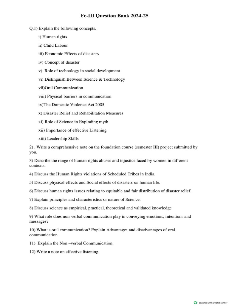 Fc-3 24-25 Question Bank | PDF