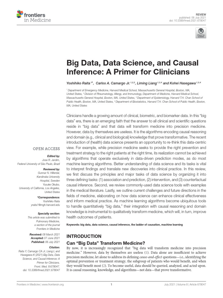 Big Data Data Science and Causal Inference A Prime | PDF | Causality ...
