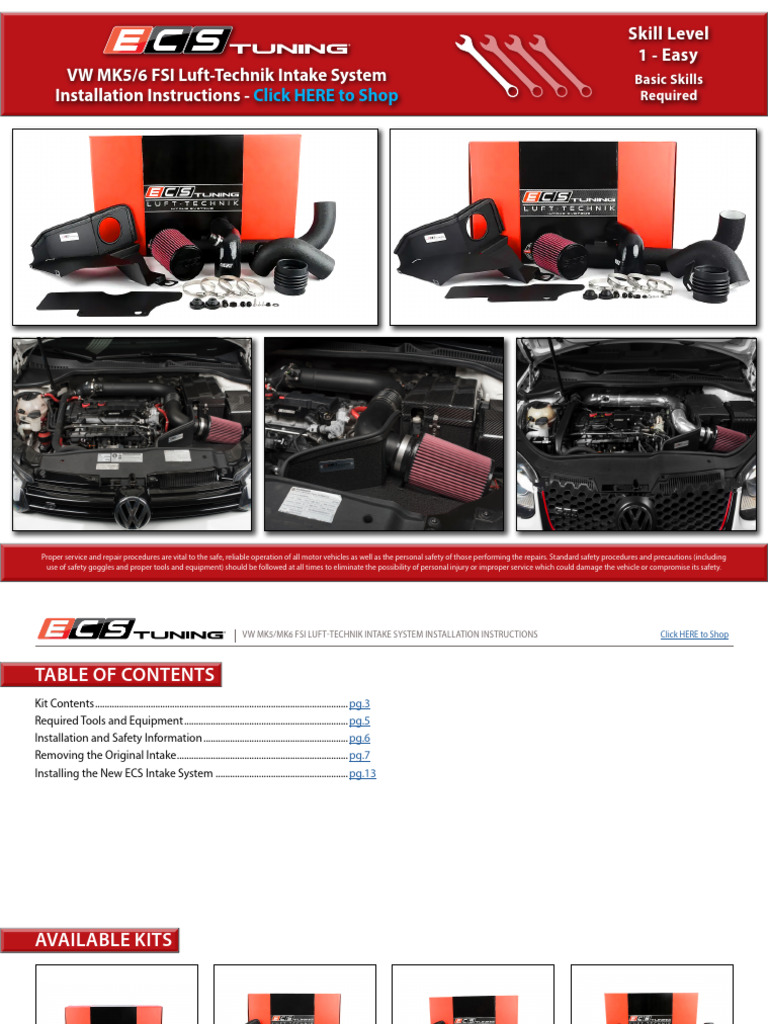 VW MK5/6 Intake Install Guide | PDF | Mechanical Engineering ...