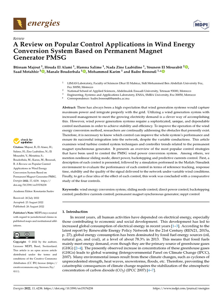 AReviewonPopular Control Applications in Wind Energy | PDF | Climate ...