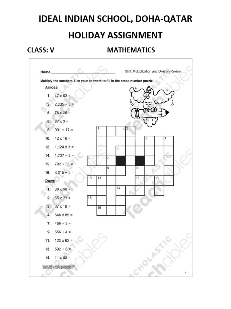 Class V Mathematics Holiday Assignment | PDF