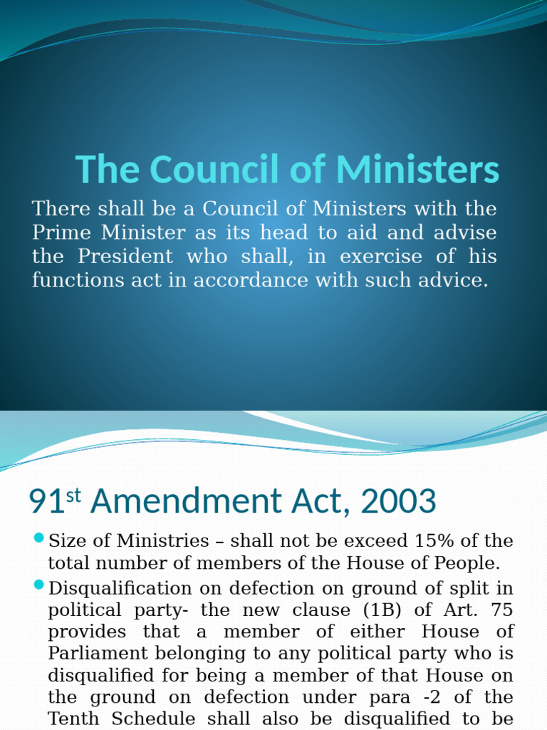 Council of Minister | PDF | Cabinet (Government) | Political Law
