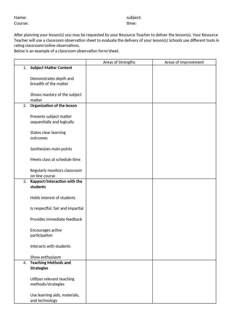 form | PDF | Classroom | Teachers