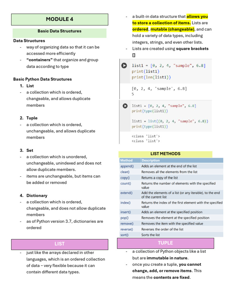 Python Data Structures and Functions | PDF | Anonymous Function ...