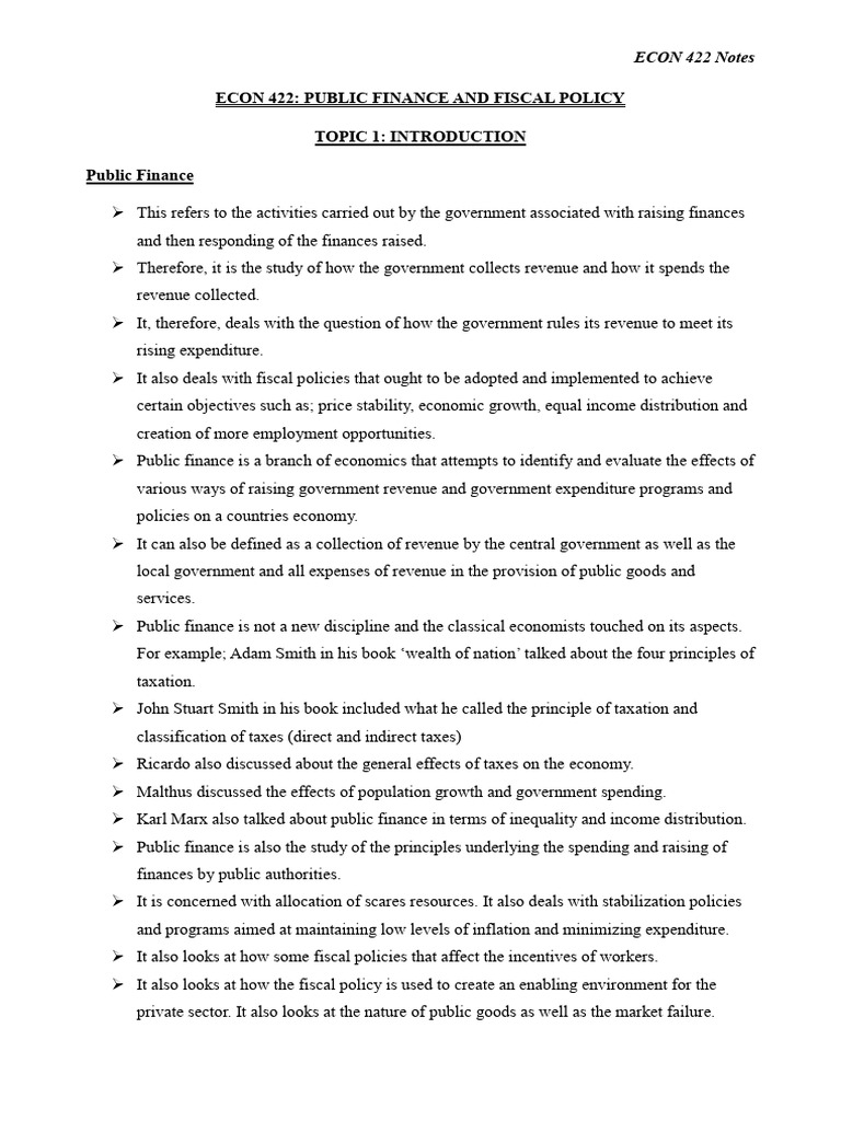 Public Finance and Fiscal Policy Overview | PDF | Taxes | Public Finance