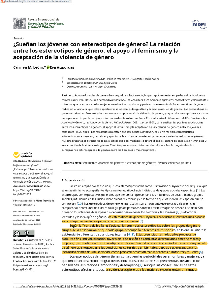 Estereotipos de género y juventud en España | PDF | Sexismo | Rol de género
