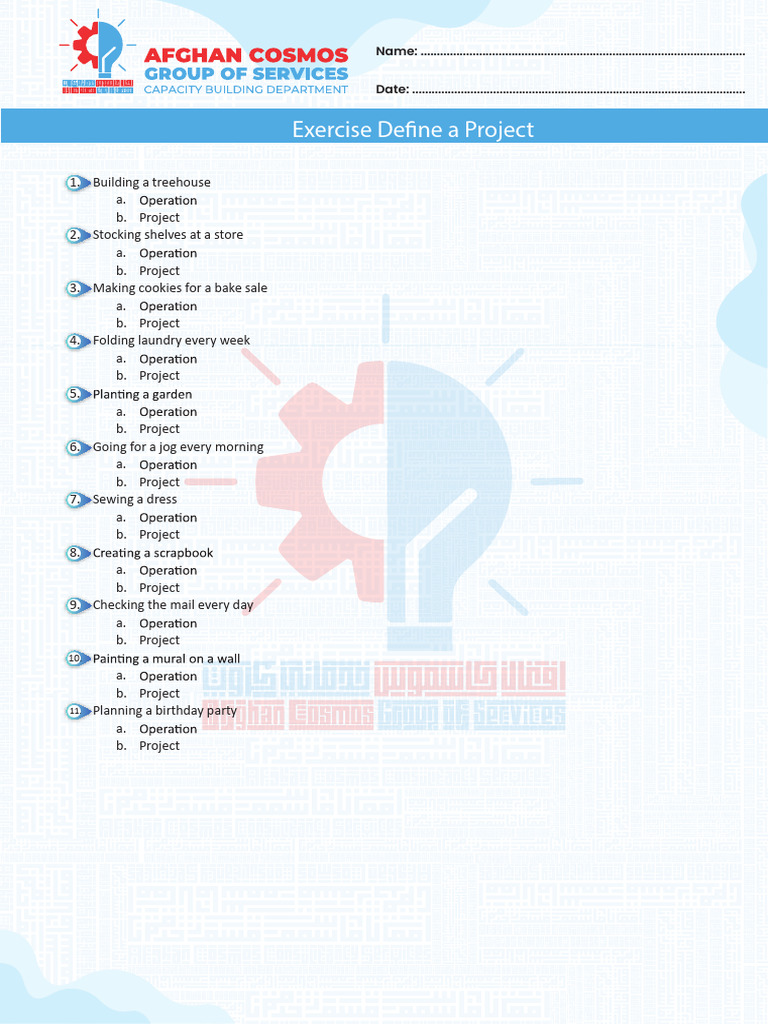 Project Management Exercises List | PDF