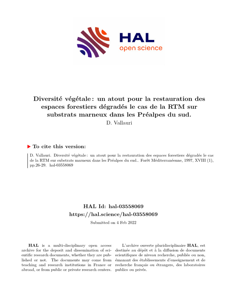 Restauration forestière en Préalpes du Sud | PDF | Forêt | Arbres