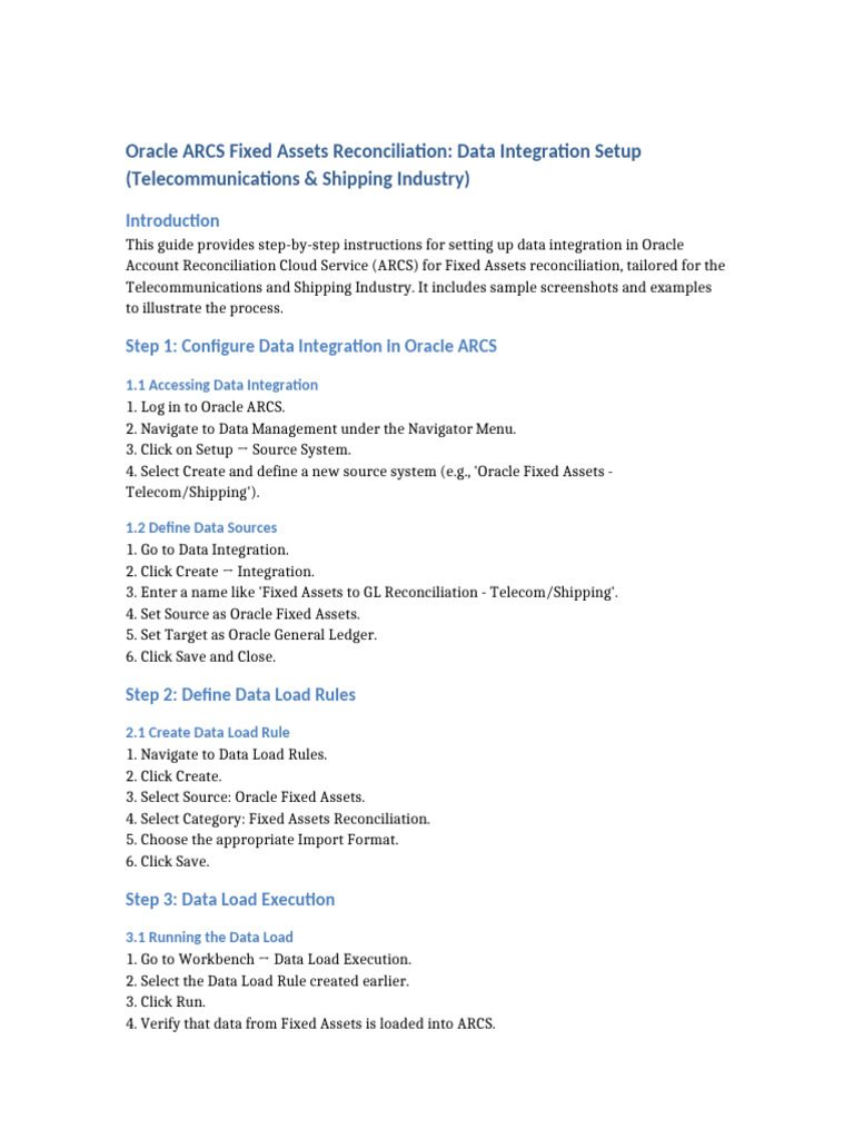 Oracle ARCS Fixed Assets Reconciliation | PDF | Information Technology ...
