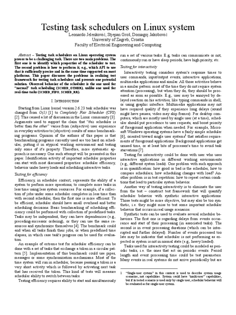 Testing Linux Task Schedulers Effectively | PDF | Scheduling (Computing ...