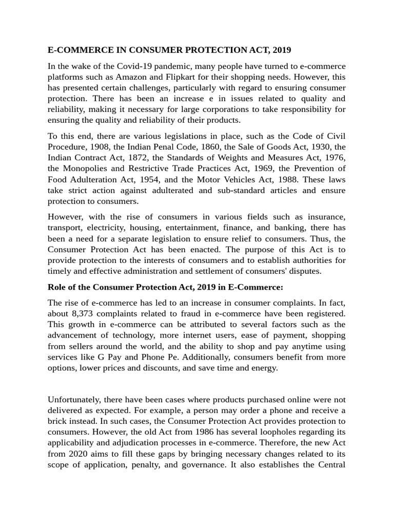 E-Commerce in Cpa 2019 | PDF | E Commerce | Consumer Protection