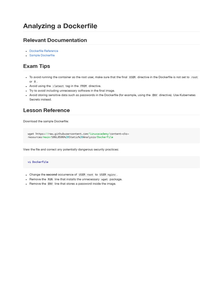 Best Practices for Dockerfile Security | PDF