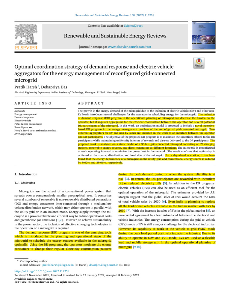 Optimal Coordination Strategy of Demand Response and Electric Vehicle ...