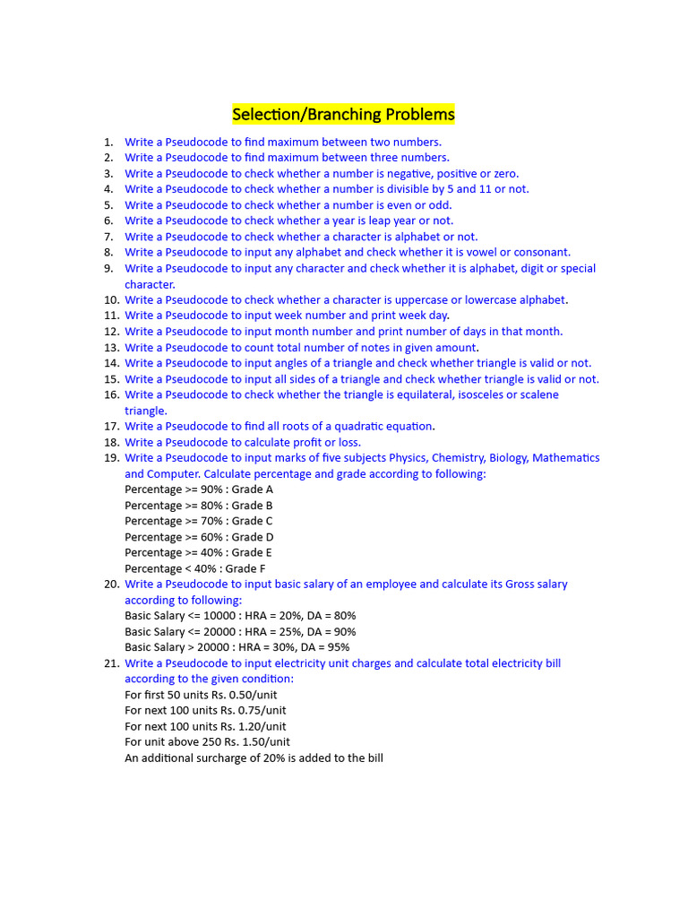 Practice Questions Pseudocode | PDF | Area | Numbers