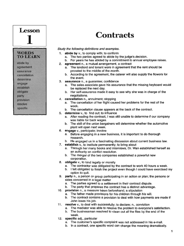 Lesson 1 Contracts | PDF