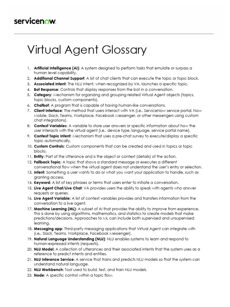 Virtual Agent Glossary | PDF | Machine Learning | Computer Science