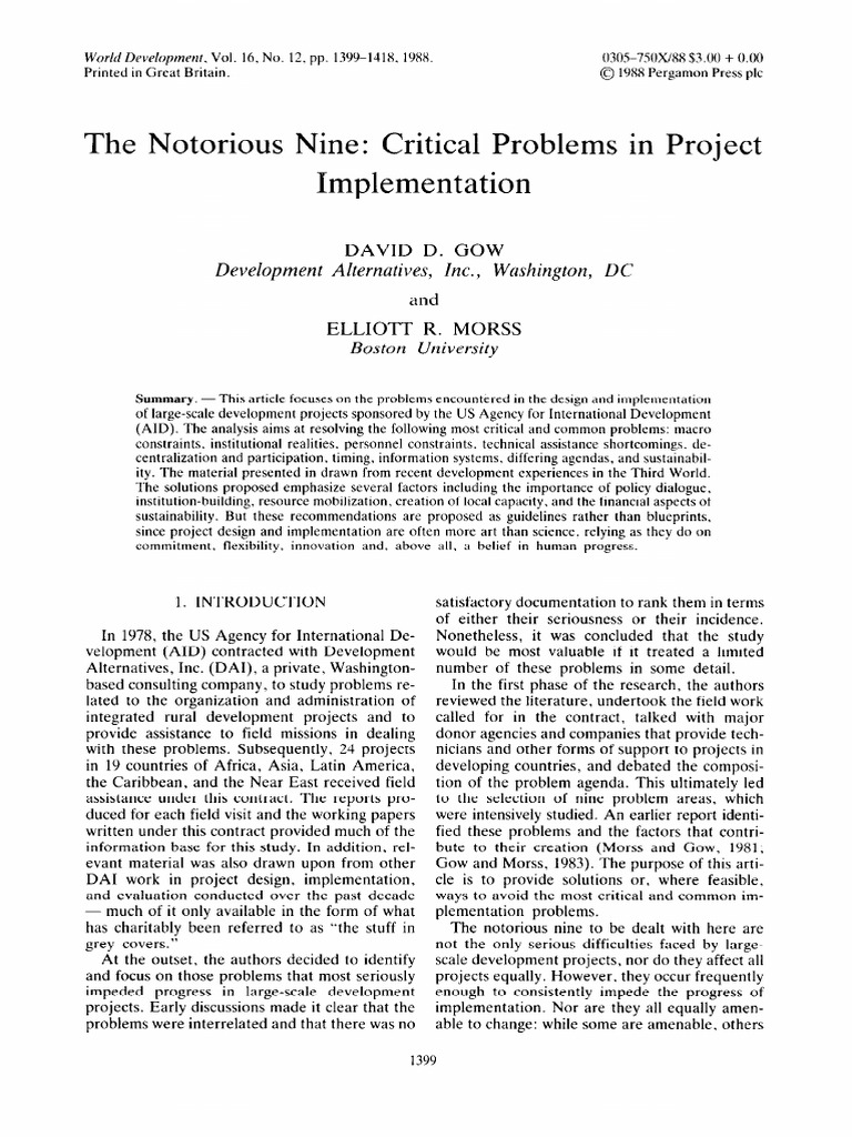 Critical Issues in Development Projects | PDF | Macroeconomics | Policy