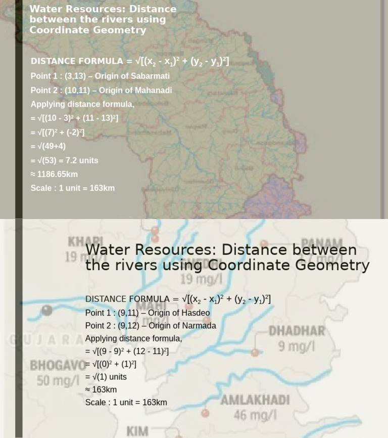 Distance Between Rivers Using Geometry | PDF