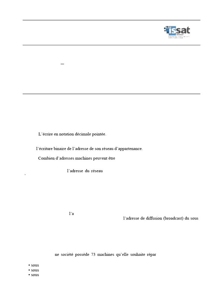 Exercices sur l'adressage IP et le routage | PDF | Adresse IP ...