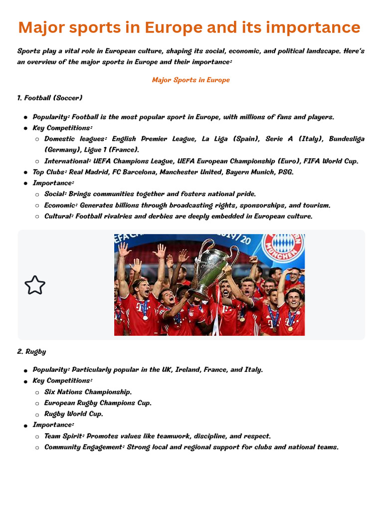 For FINALS Major Sports in Europe and Its Importance | PDF | Grand Slam ...
