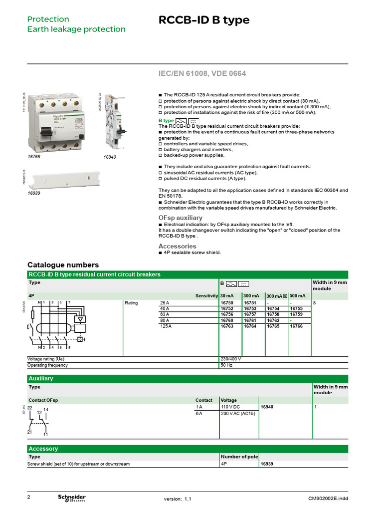RCCB- ID B type | PDF | Fuse (Electrical) | Equipment
