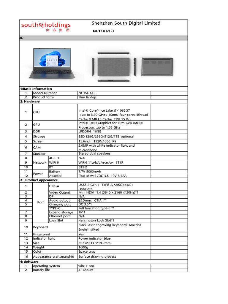 Intel Core i7 Specs for NC15UA1-T Laptop | PDF