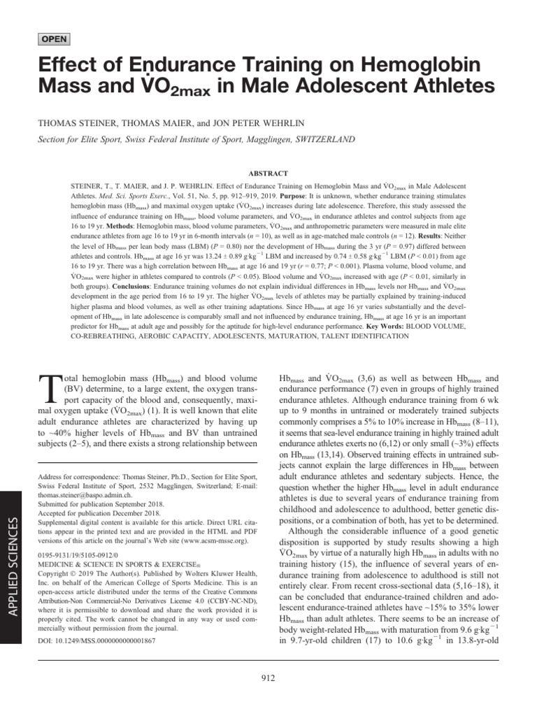 Effect of Endurance Training On Hemoglobin Mass.10 | PDF | Blood