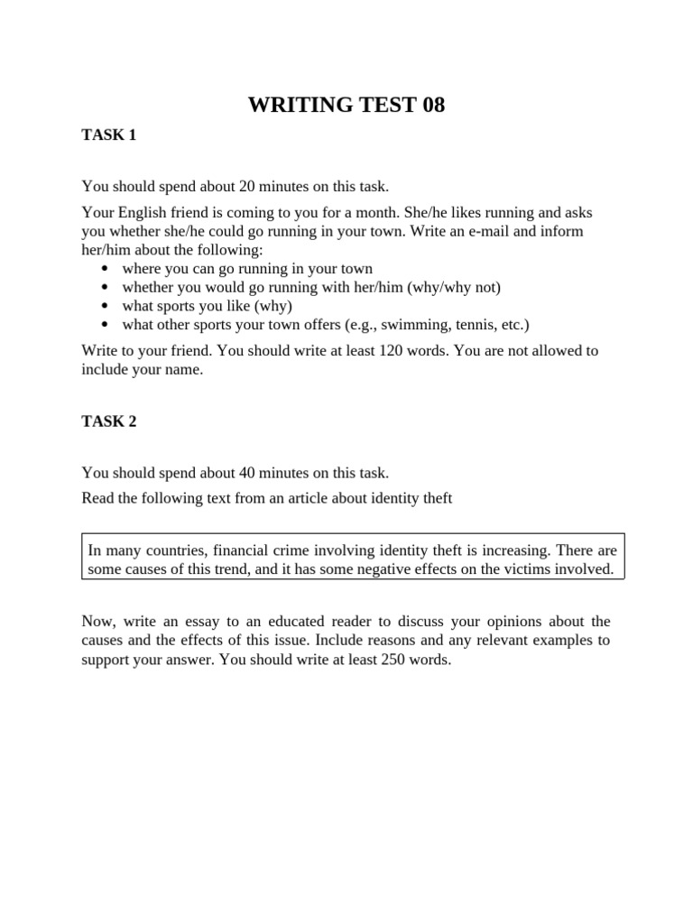 Writing Test 08 | PDF