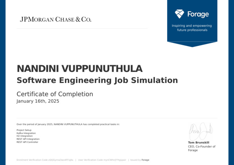 Software Engineering Job Simulation Certificate | PDF