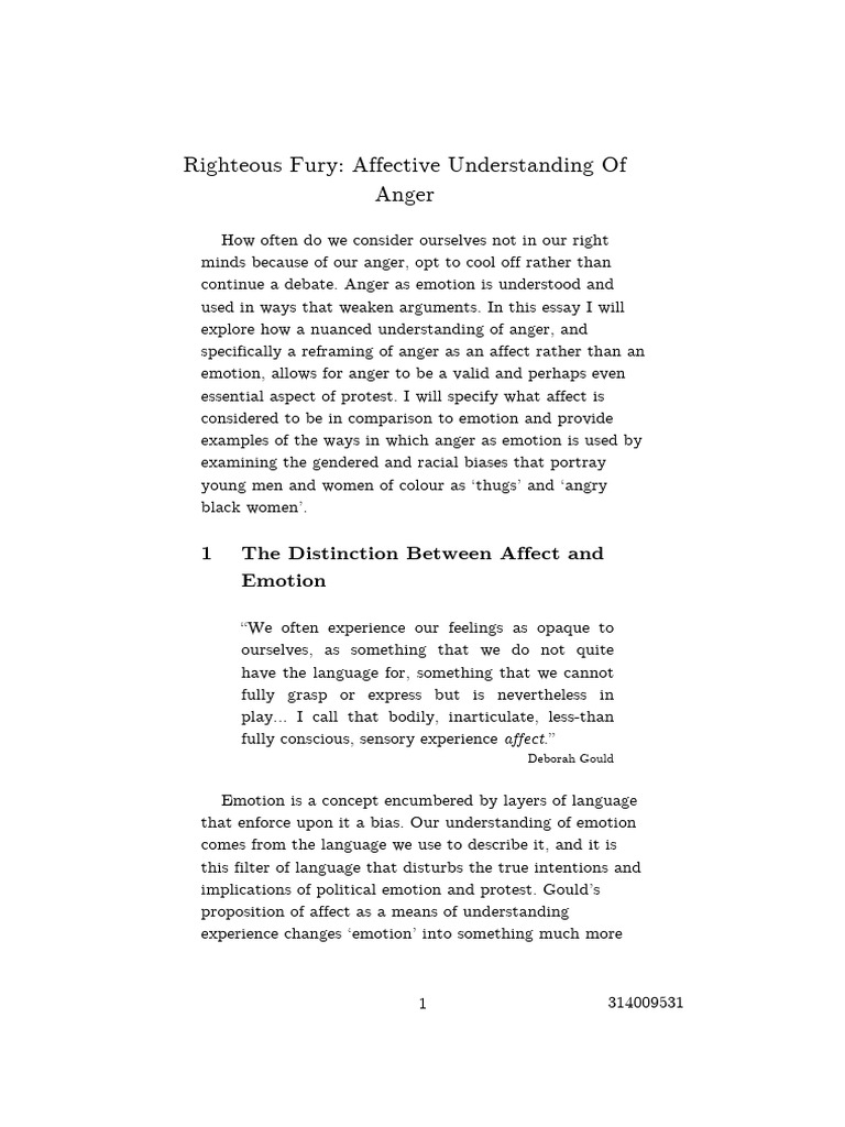Righteous Fury Affective Understanding O | PDF | Emotions | Anger