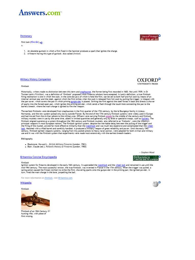 Flintlock Firearms: History & Mechanism | PDF | Firearms | Cartridge ...