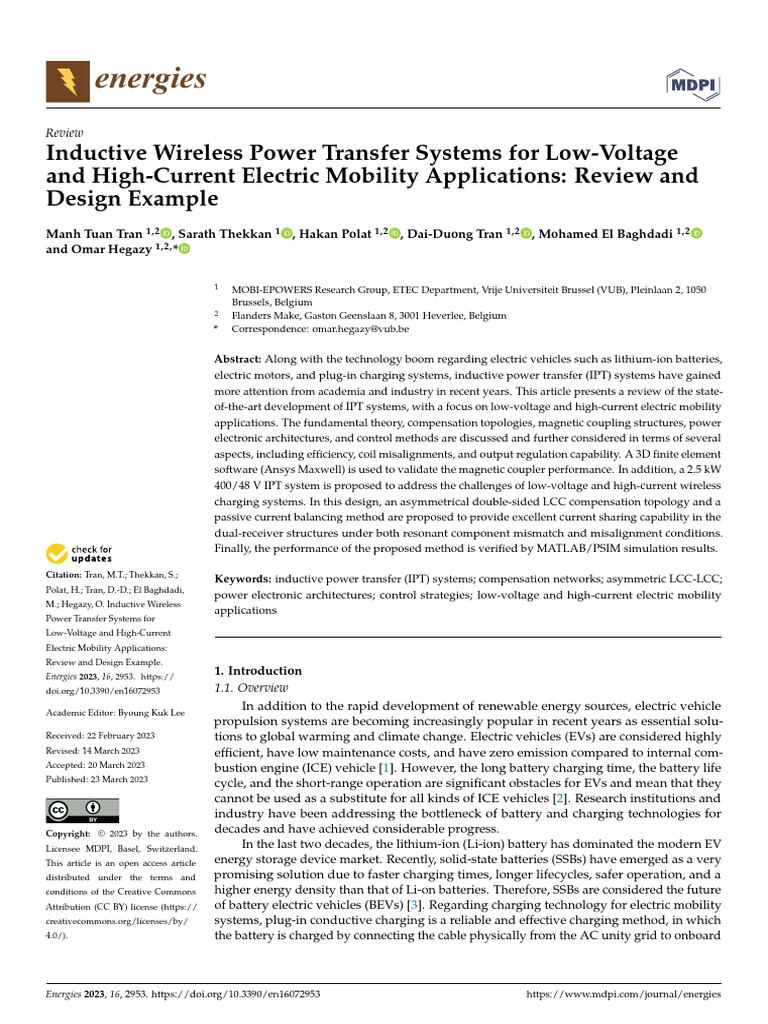 Inductive Wireless Power for EVs Review | PDF | Inductance | Electric ...