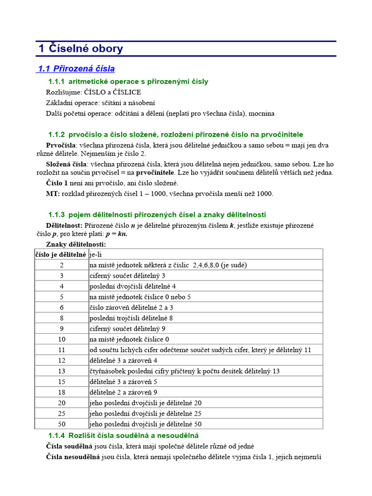 Číselné Obory | PDF