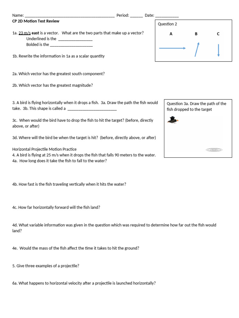 CP 2D Motion Test Review Guide | PDF | Velocity | Euclidean Vector