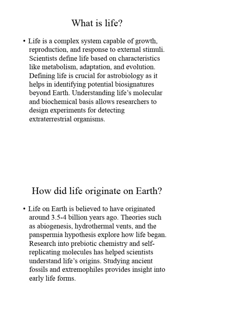 Astrobiology Presentation Pdf Astrobiology Extraterrestrial Life