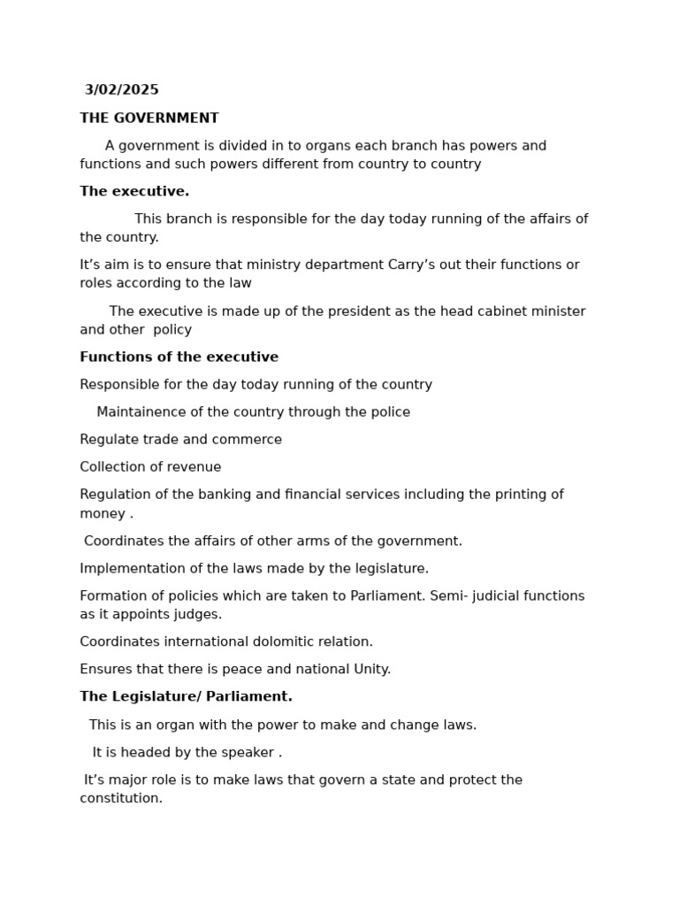 3/02/2025 The Government | PDF | Constitution | Parliament