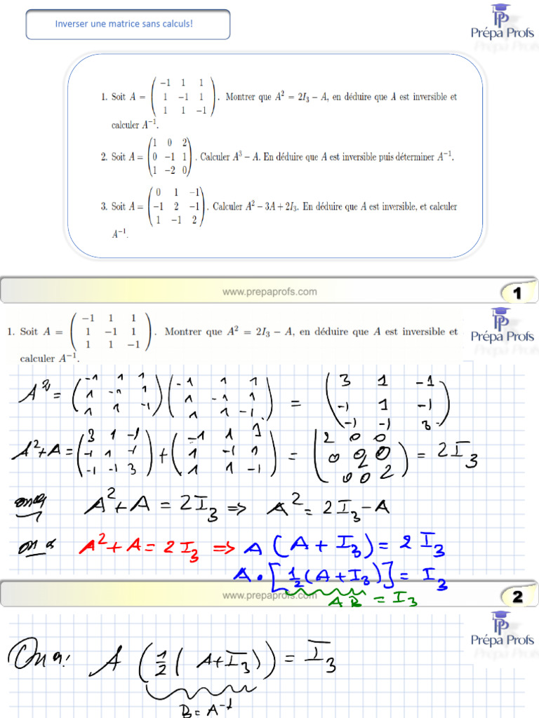 Inverser Une Matrice Sans Calculs! | PDF