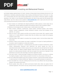 Value Investing and Behavioral Finance