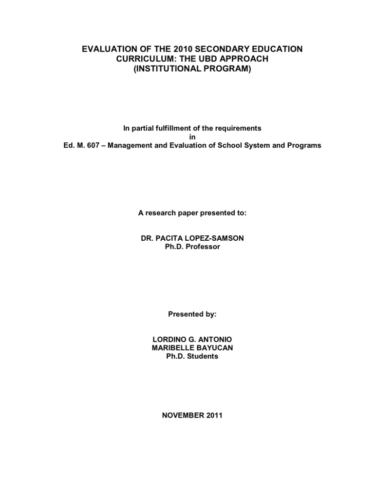Output For Program Evaluation | PDF | Curriculum | Educational Assessment