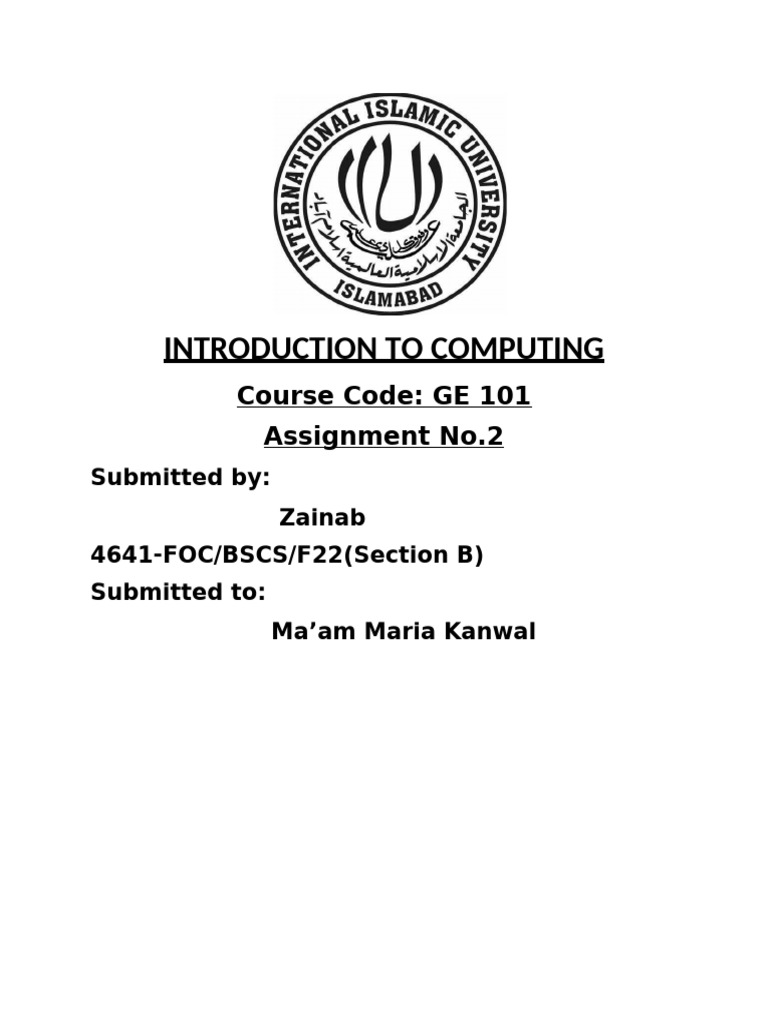 Introduction to Computing GE 101 | PDF