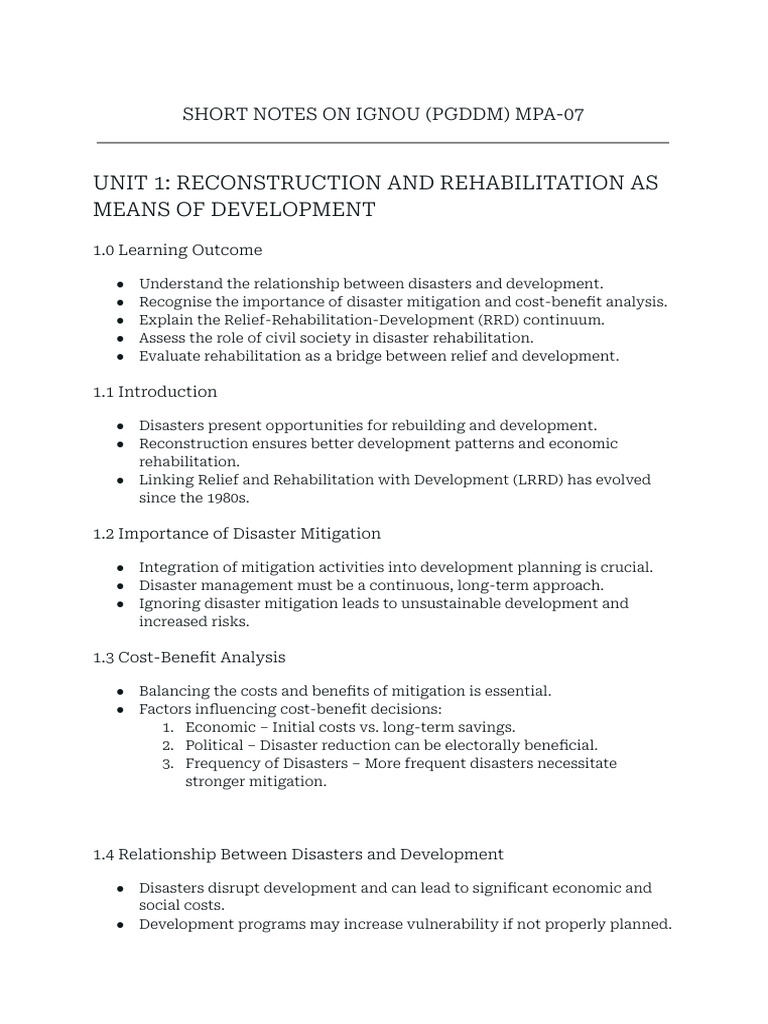 IGNOU PGDDM MPA-07: Disaster Management Insights | PDF | Emergency ...