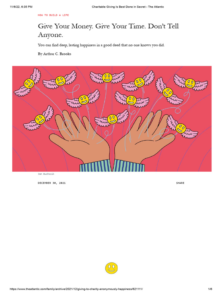 Benefits of Secret Charitable Giving | PDF | Happiness | Virtue