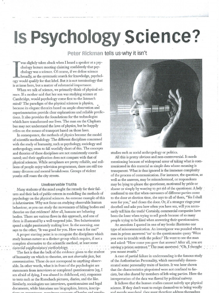 Is Psychology A Science Article | PDF