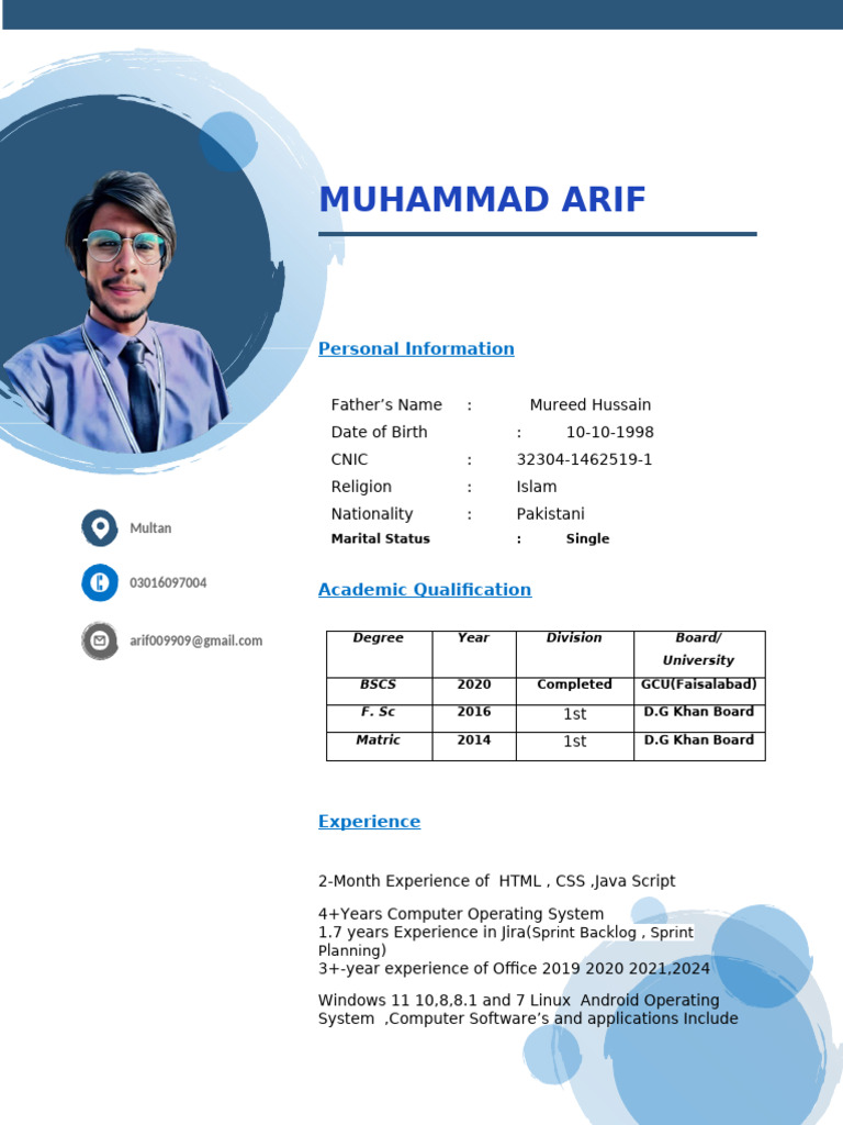 Muhammad Arif - CV and Skills Summary | PDF