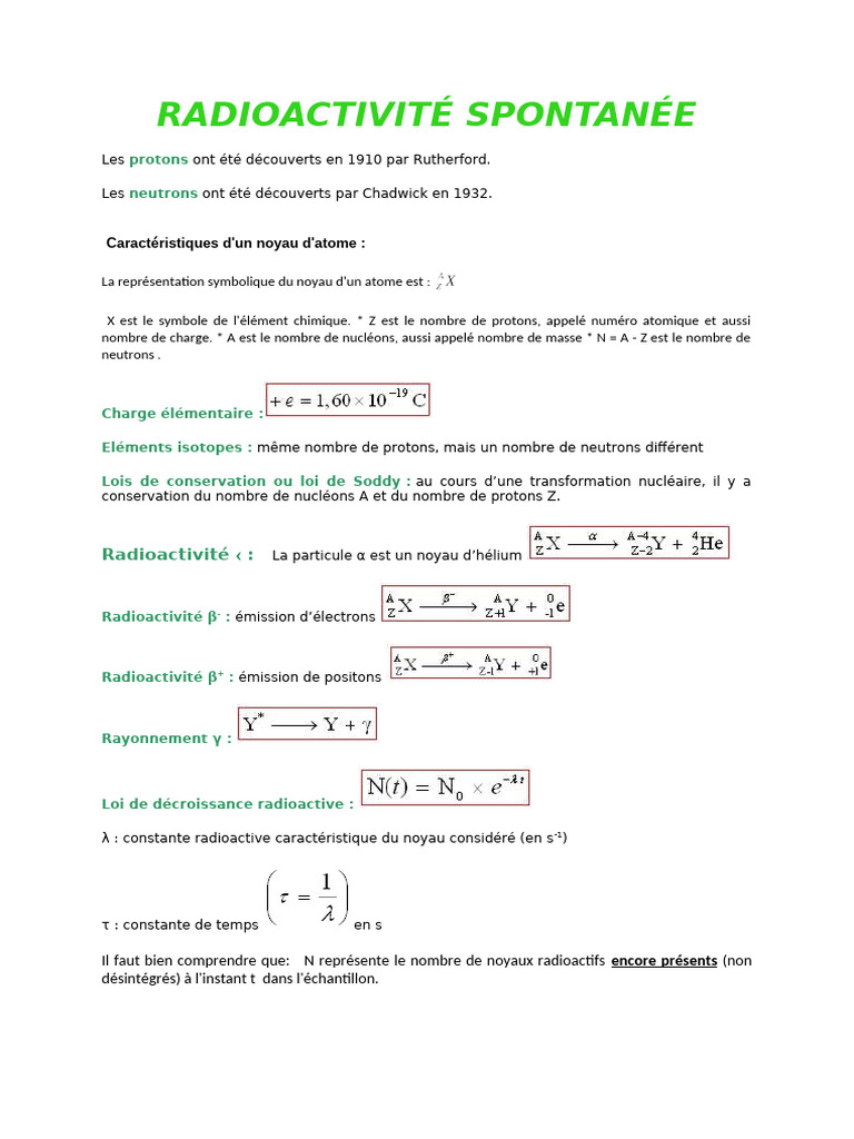 Comprendre la radioactivité et ses lois | PDF | Noyau atomique ...