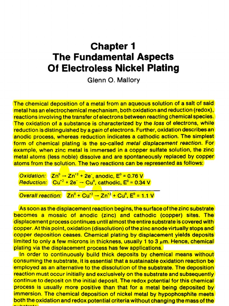 Chapter 1 The Fundamental Aspects of Electroless Nickel Plating | PDF