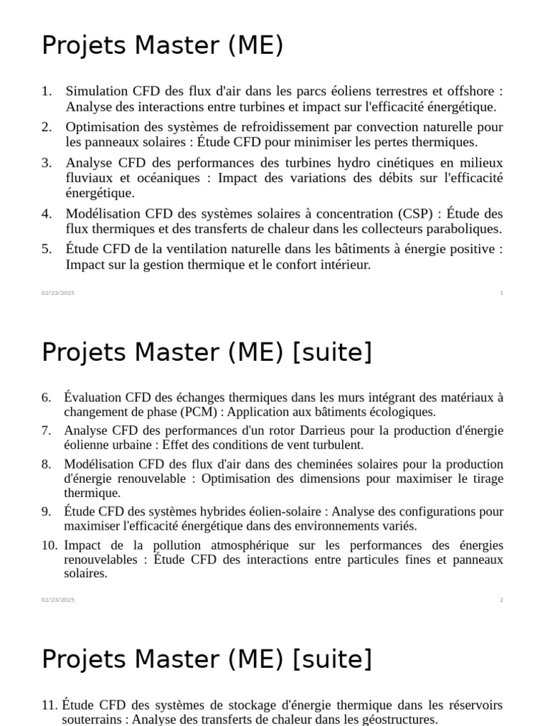 Projets Master en Simulation CFD Énergétique | PDF | Énergie ...