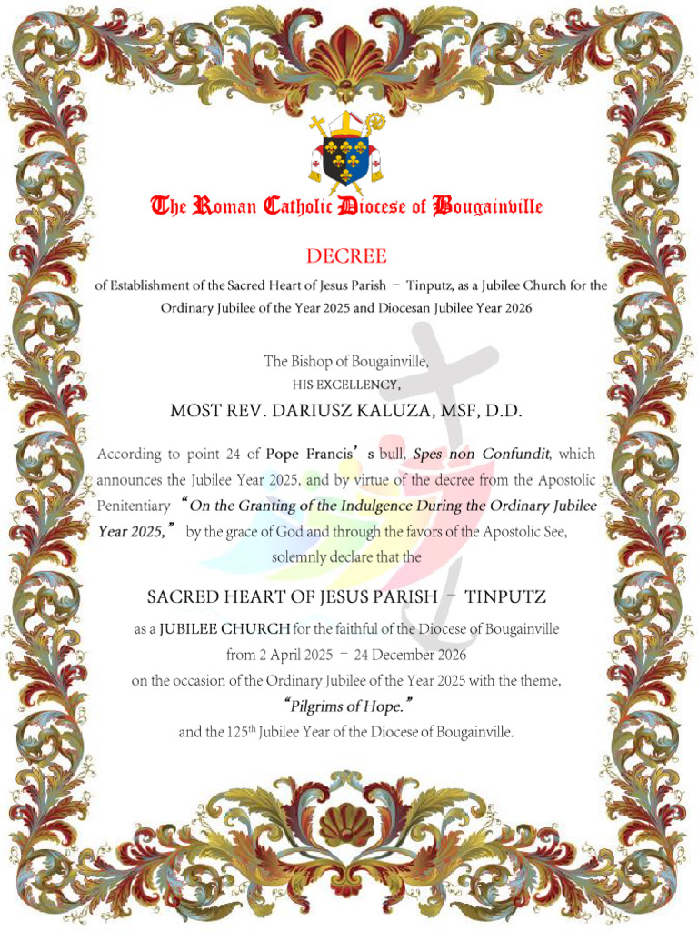 Bougainville Jubilee Church Decree 2025 | PDF