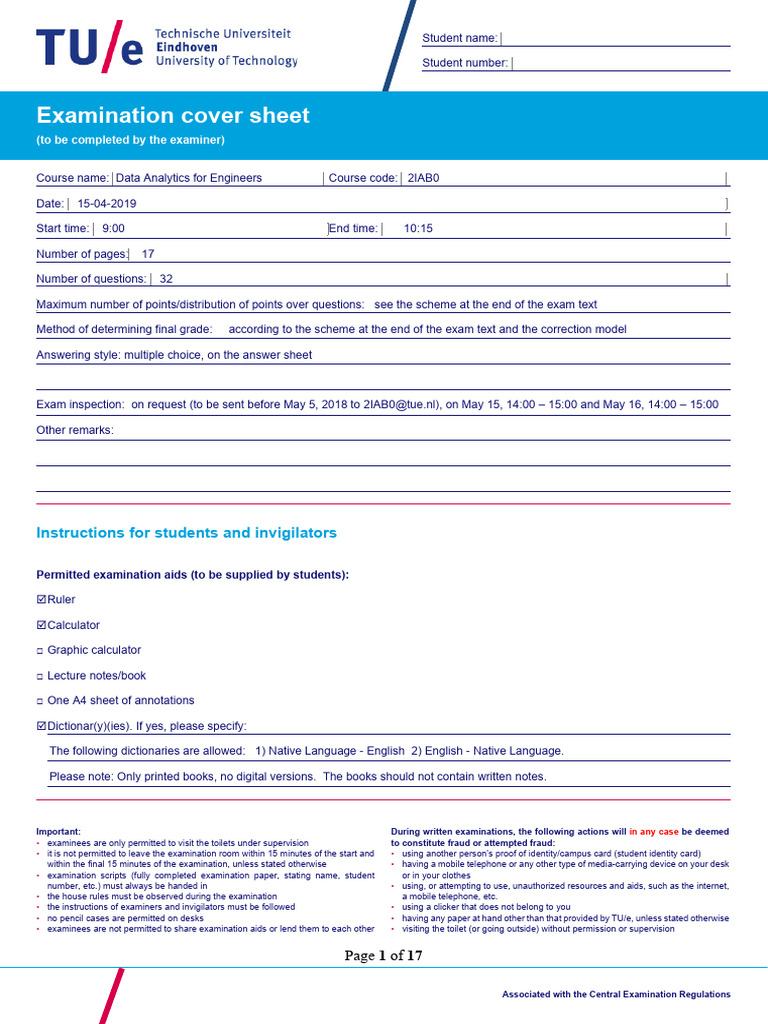 Exam DAE 2019-1 | PDF | Median | Standard Deviation